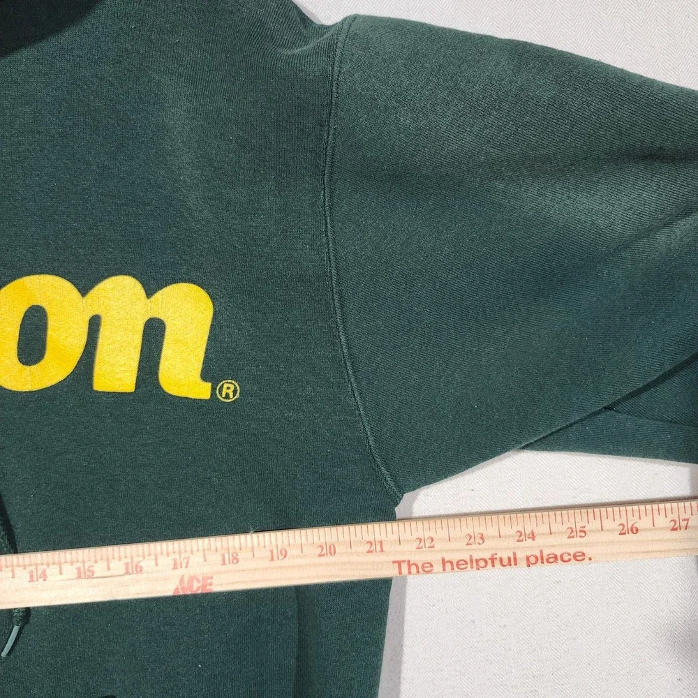 Wilson Vintage Mens Hoodie Medium Forest Green Yellow Logo Pullover Sweatshirt
